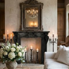 Distressed Ornate Fireplace Mantel