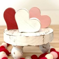 Distressed Painted Chunky Wooden Hearts Set of 3