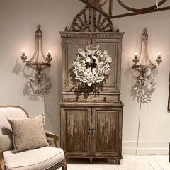 Distressed Pine Wood 2 Piece Storage Cabinet