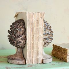 Distressed Pinecone Finial Bookends