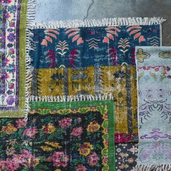 Distressed Print Fringed Accent Rug