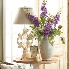 Distressed Scroll Base Table Lamp