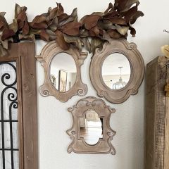 Distressed Scrolled Edge Mirror Set of 3