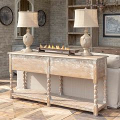 Distressed Spool Leg Console Table