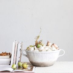 Distressed Terra Cotta Serving Bowl With Handles