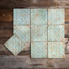 Distressed Tin Decorative Ceiling Tiles Set of 4