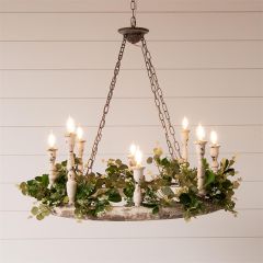 Distressed Wagon Wheel Chandelier