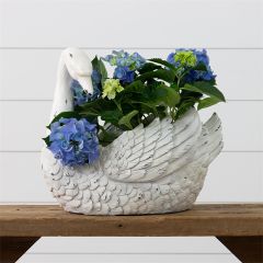 Distressed White Swan Planter
