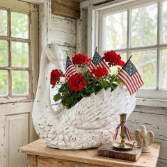 Distressed White Swan Planter