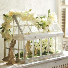 Distressed White Tabletop Terrarium 32 inch