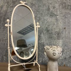 Distressed White Vintage Tabletop Swing Mirror
