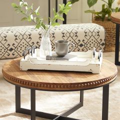 Distressed White Wood Decorative Trays Set of 2