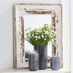 Distressed White Wood Rectangular Mirror