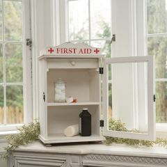 Distressed Wood and Glass First Aid Cabinet