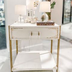 Distressed Wood and Metal End Table