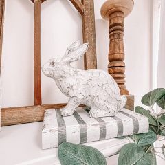 Distressed Wood Bunny Figurine
