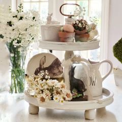 Distressed Wood Tiered Tray