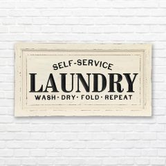 Distressed Wooden Laundry Wall Sign