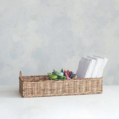 Divided Rattan Basket With Handles