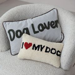 Dog Lover Striped Lumbar Pillow