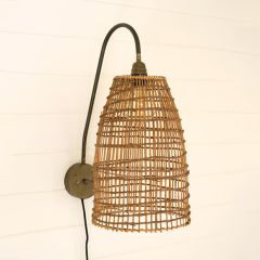 Dome Wicker Basket Wall Sconce
