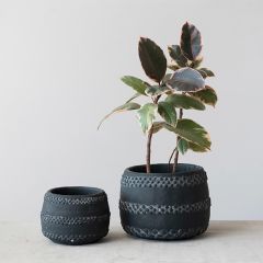 Dotted Bands Terra Cotta Planter Pot