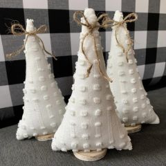 Dotted Fabric Tabletop Christmas Tree Set of 3