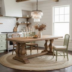 Double Column Trestle Base Dining Table