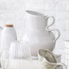 Double Handle Modern Stoneware Pitcher