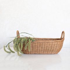 Double Handle Woven Wicker Basket