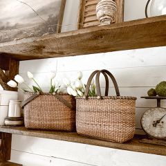 Double Handled Rattan Basket Set of 2