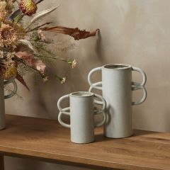 Double Handled Textured Ceramic Vase