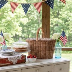 Double Lid Wicker Basket with Handle