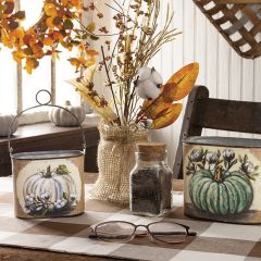 Double Sided Decorative Pumpkins Bucket Set of 2