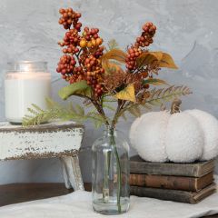 Double Stem Faux Fall Berries In Vase