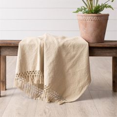 Double Weave Tan Throw With Fringe