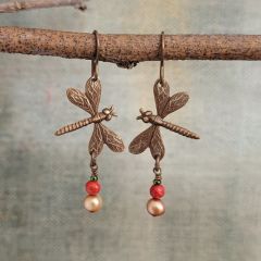Dragonfly Charm Fish Hook Earrings