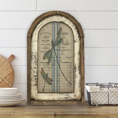 Dragonfly Striped Framed Linen Wall Art