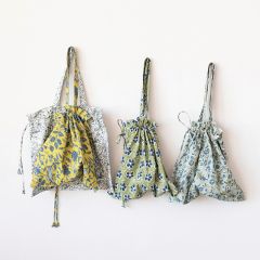 Drawstring Floral Tote Bag Set of 4