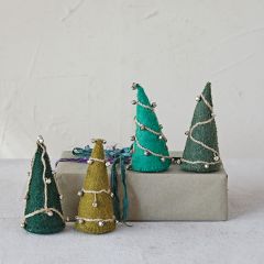 Dressed Wool Felt Cone Trees Set of 4
