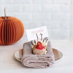 Dried Corn Husk Turkey Place Card Holder Set of 3