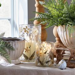 Dried Floral Decorative Glass Container Set of 2