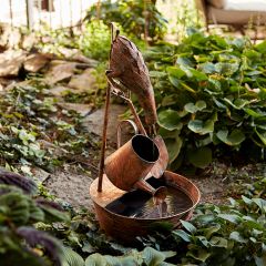 Duck and Watering Can Garden Fountain