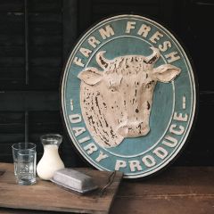 Farm Fresh Round Farmhouse Wall Plaque