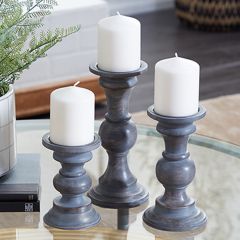 Dark Wood Candle Holder Set of 3