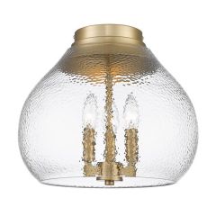 Textured Glass Dome Flush Mount Light with Champagne Bronze Finish