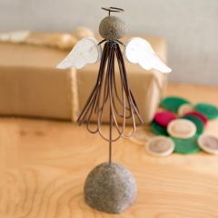 Wire Angel on Rock Base