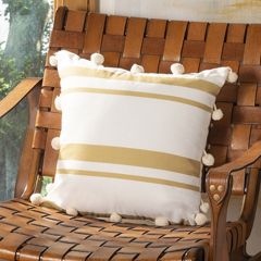 Striped Pom-Pom Tassel Pillow