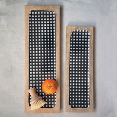 Enameled Mango Wood Gingham Tray Set of 2