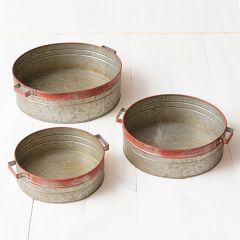 Round Galvanized Iron Bucket Set of 3